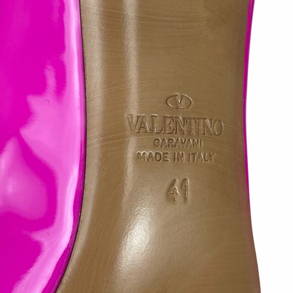 Valentino Garavani One Stud Patent Leather Pump Hot Pink Size 41 - Picture 10 of 12